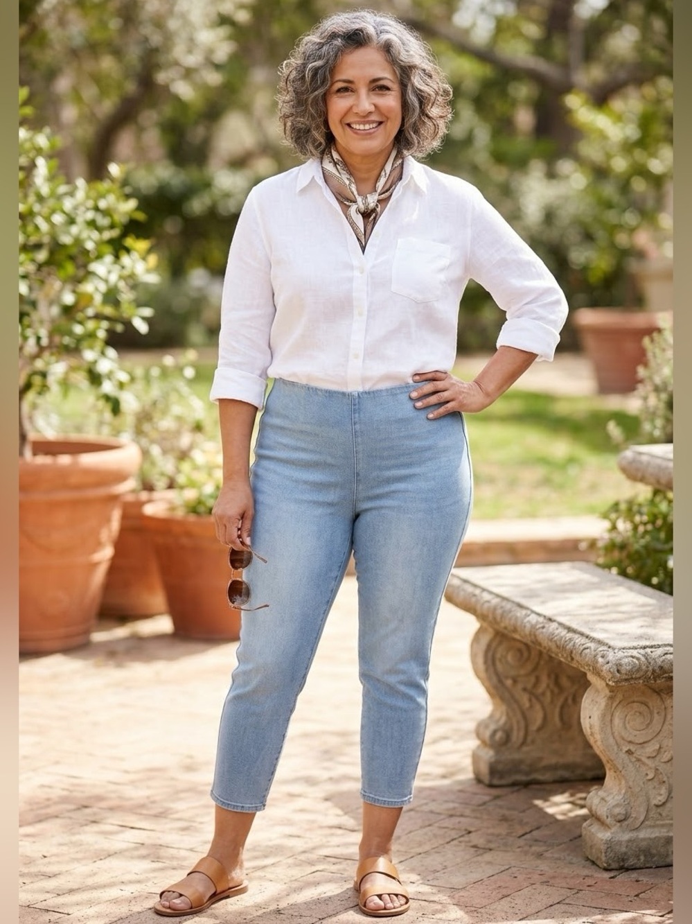 Soft Surroundings Pull-On Faded Denim Capris (DM)